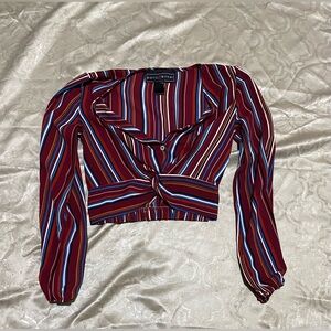 Polly & Esther Multicolor cropped Striped Blouse